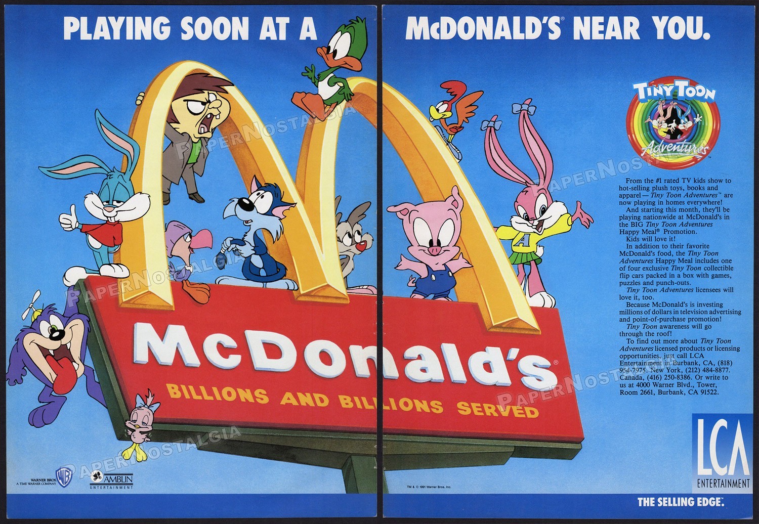 McDonald’s / TINY TOON ADVENTURES – Original 1991 Trade AD / poster _ Happy Meal