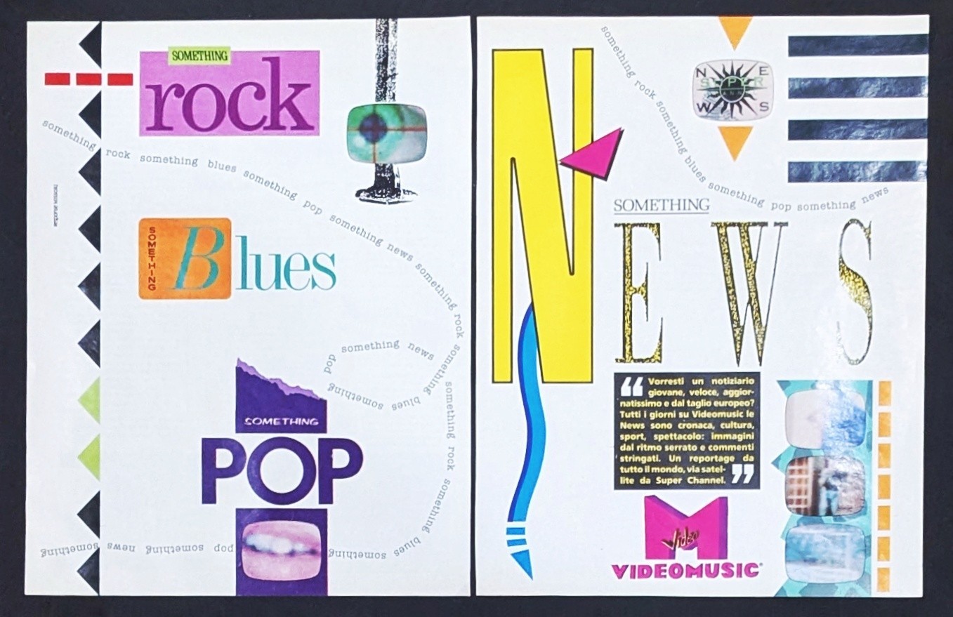 1988 Videomusic “Something News” (Italian Music TV) Two-Page Print Ad 17″ x 11″