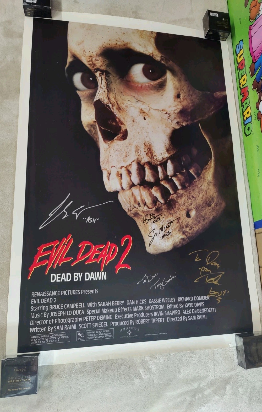 EVIL DEAD 2 Poster 27×41 Signed 5x Bruce Campbell Tony Gardner Raimi 1987 Auto