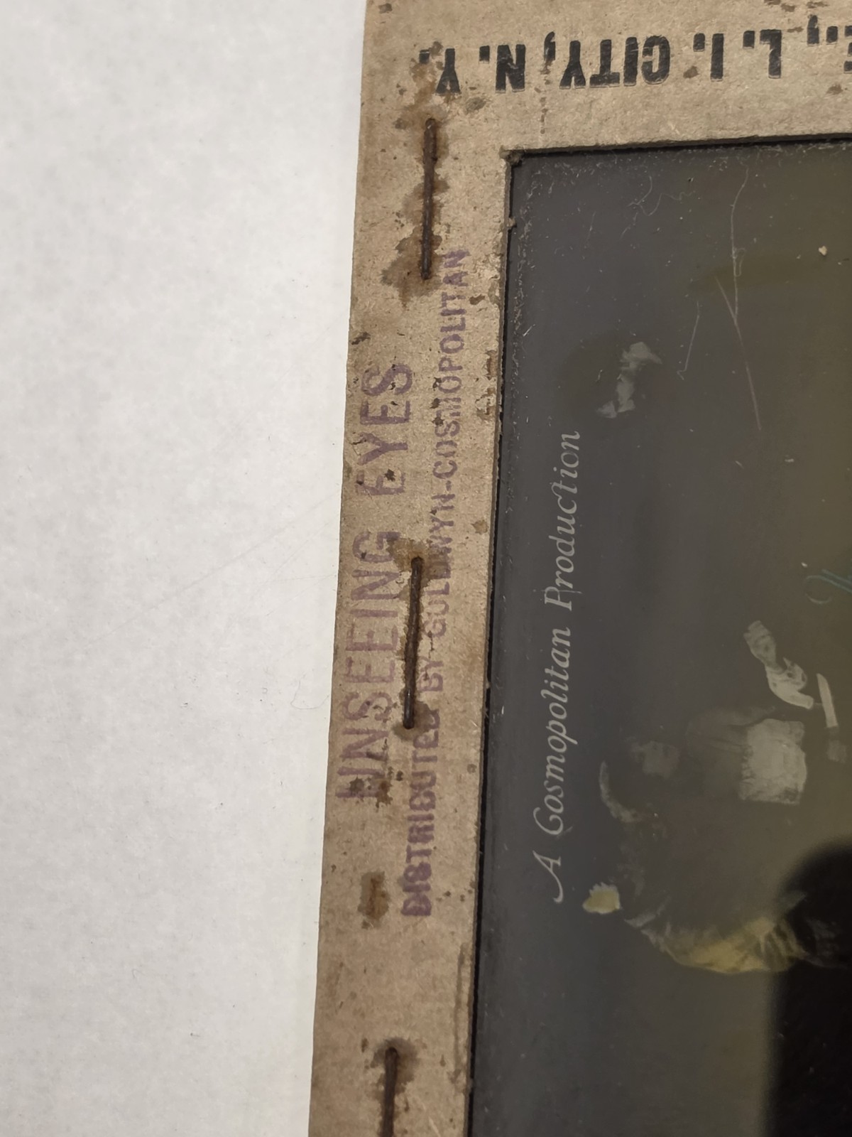 Vintage 1923 “Unseeing Eyes” Lost Film Magic Lantern Glass Slide L. Barrymore