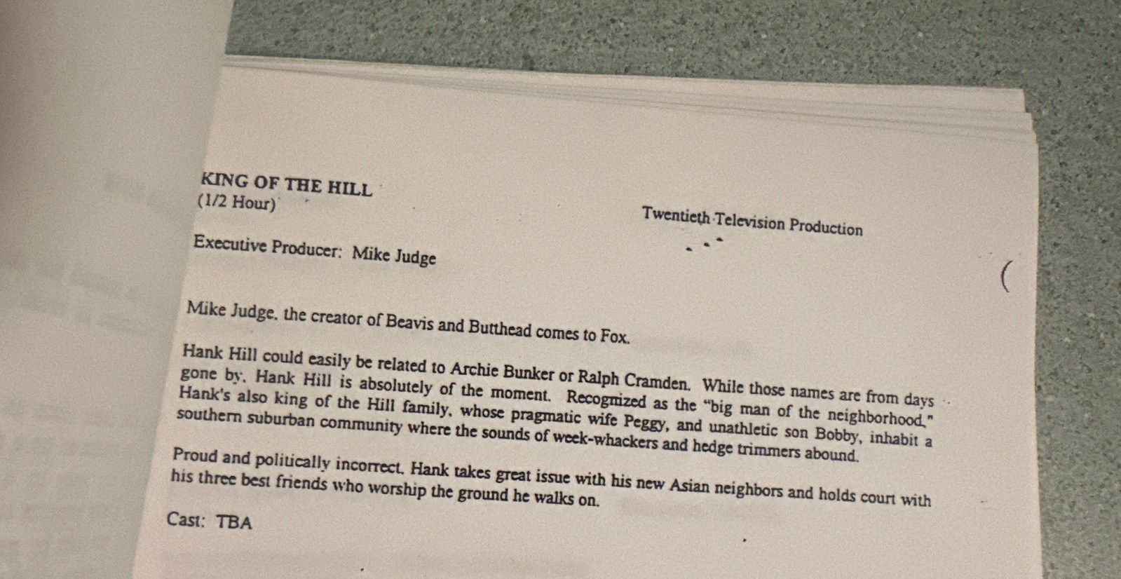 1995 1996 Network TV Development Report ABC CBS NBC FOX King Of The Hill Clerks