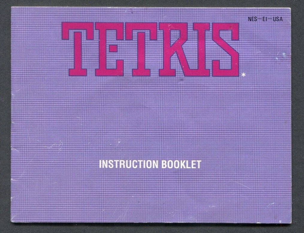 Nintendo Tetris NES Manual Only, 1989 No Game, Instruction Booklet