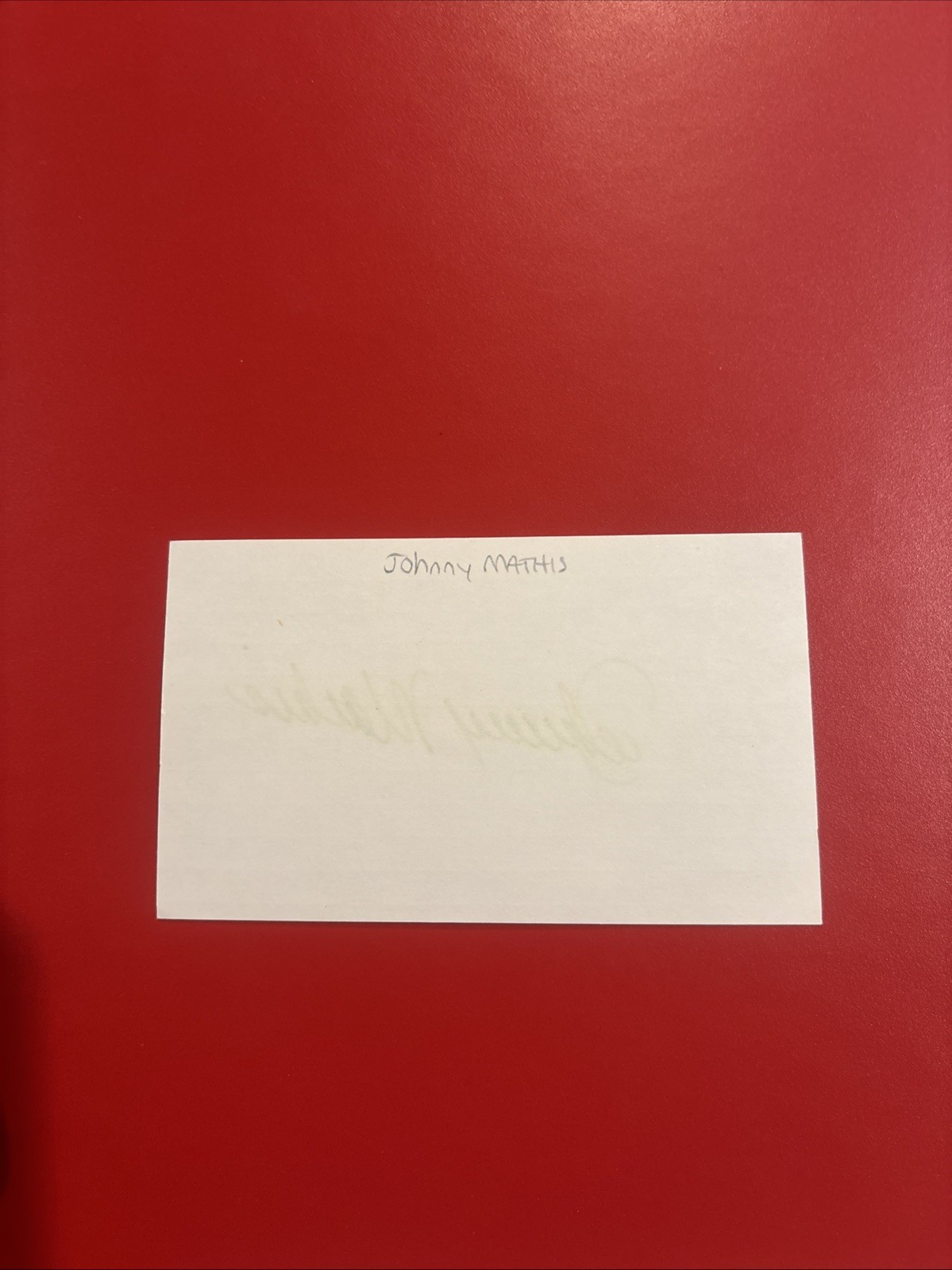 Johnny Mathis Signed Auto 3×5 Index Card Wonderful Wonderful
