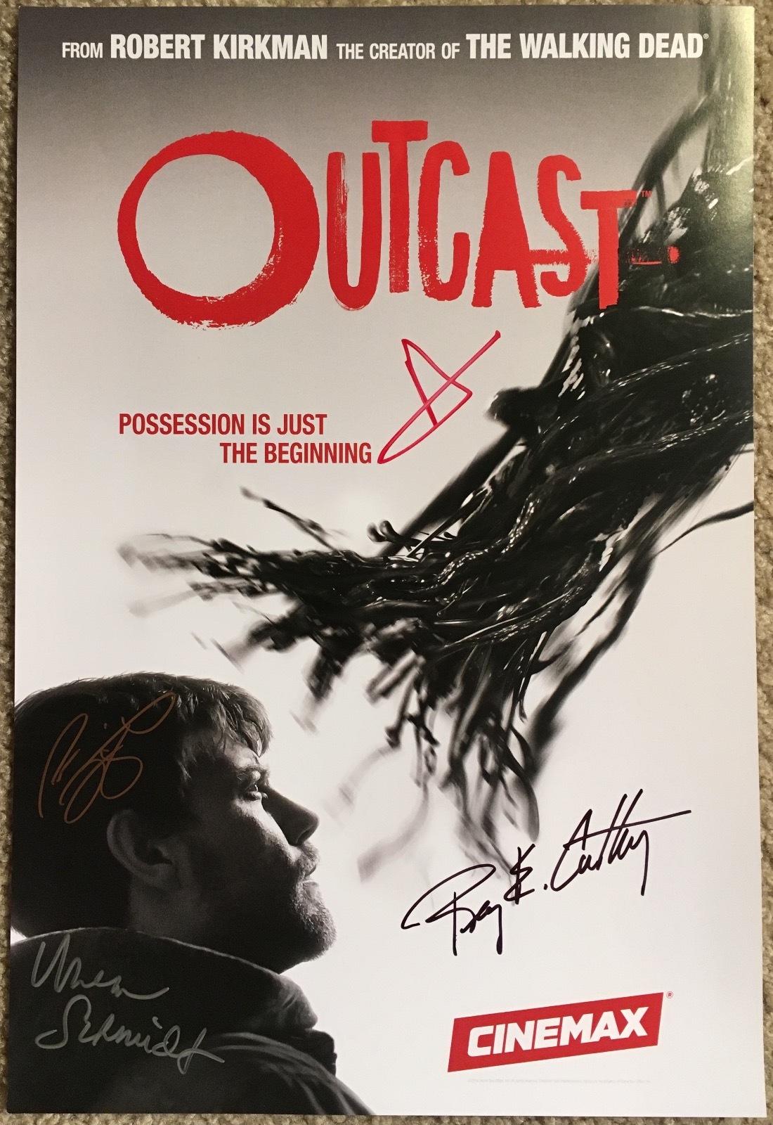 Outcast Autograph Signed Poster Patrick Fugit, Reg E. Cathey, Wrenn Schmidt Cast