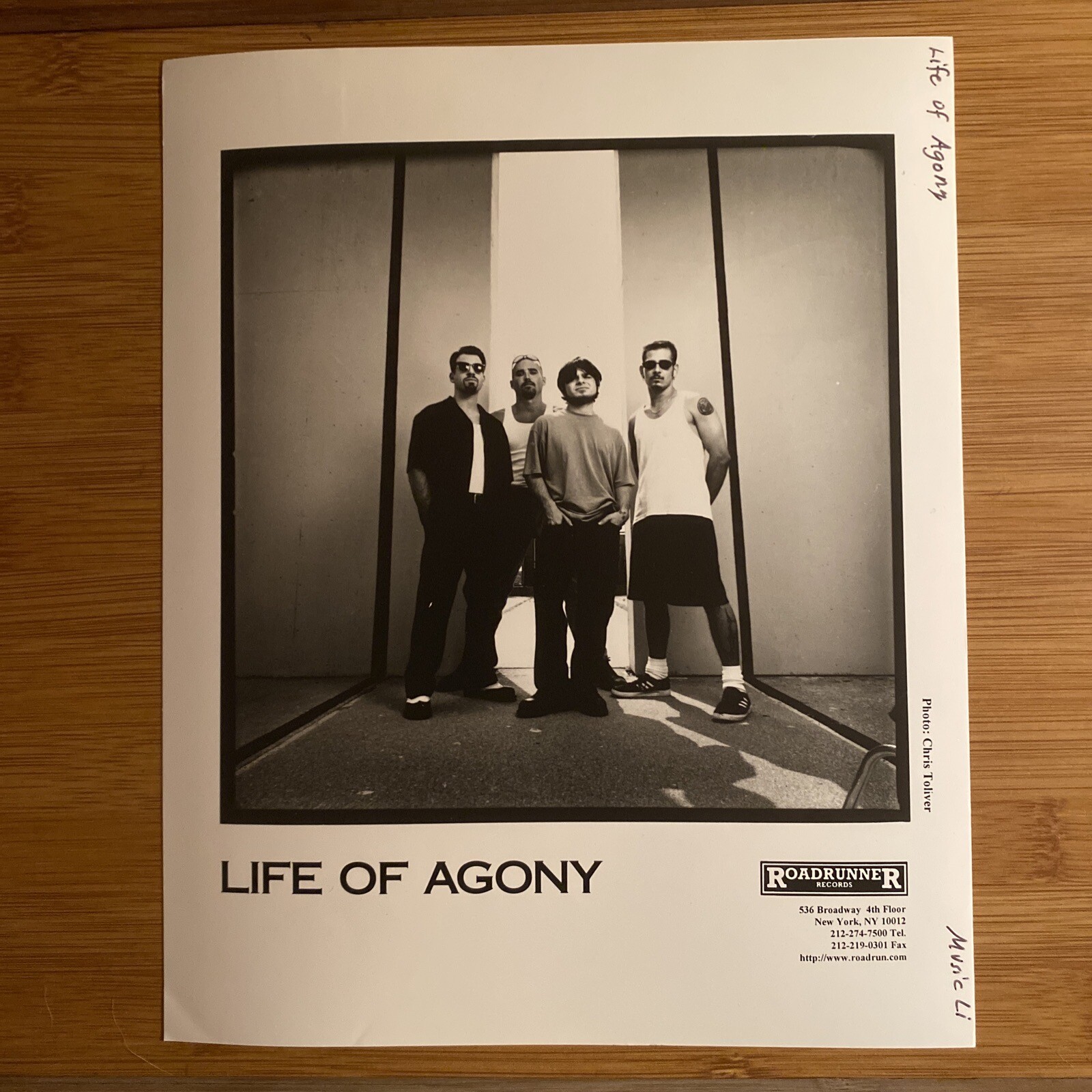 Life Of Agony Press Photo 8×10”. Keith Caputo, Alan Robert, Roadrunner. See Info