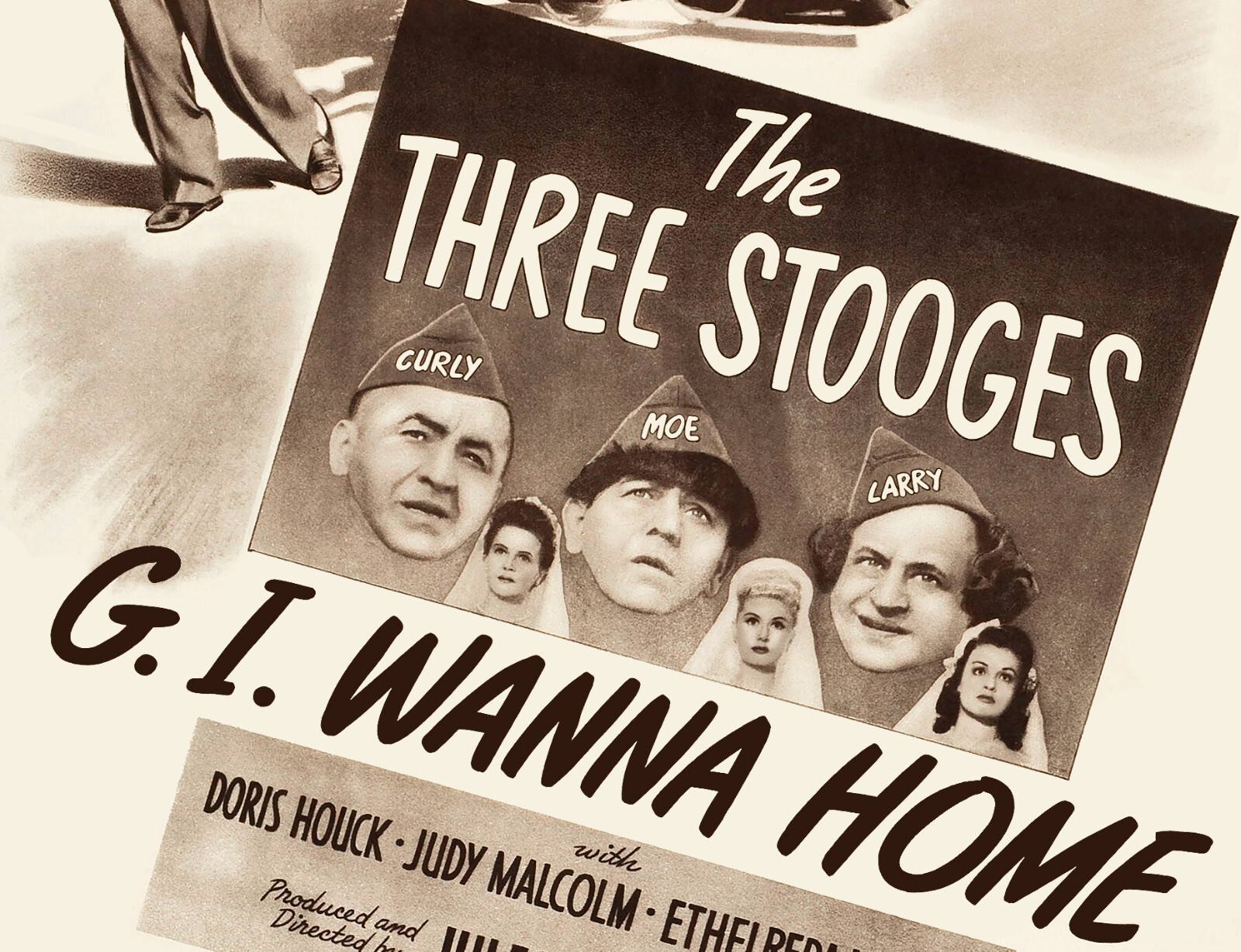 “G.I. WANNA HOME” (1946) one sheet – 27″x40″ 3 STOOGES – Curly movie poster!!