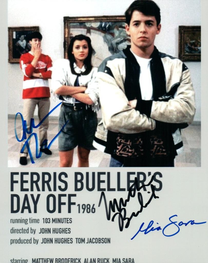 Mia Sara Matthew Broderick Alan Ruck 8×10 Signed Photo autographed Picture COA