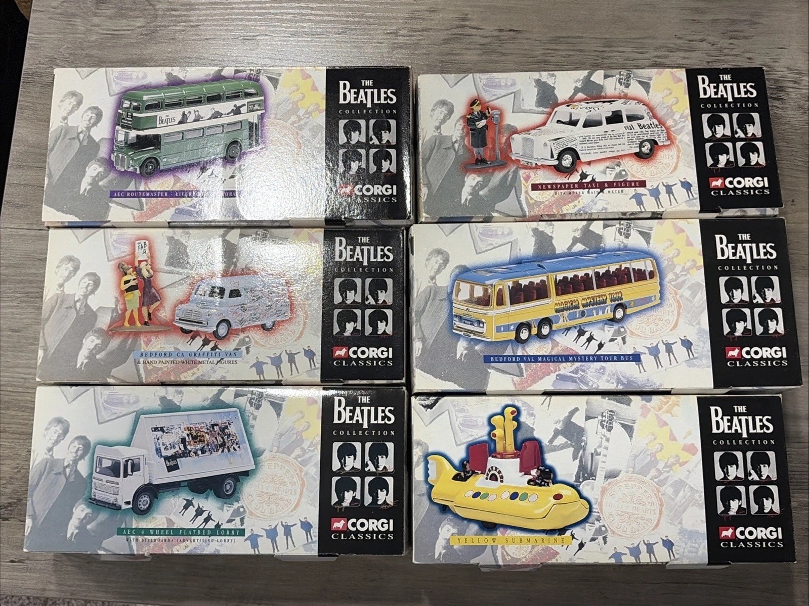 Vtg Beatles Corgi Classics Diecast Set Of 6 Vehicles (1997 Yellow Sub) ~ New NIB