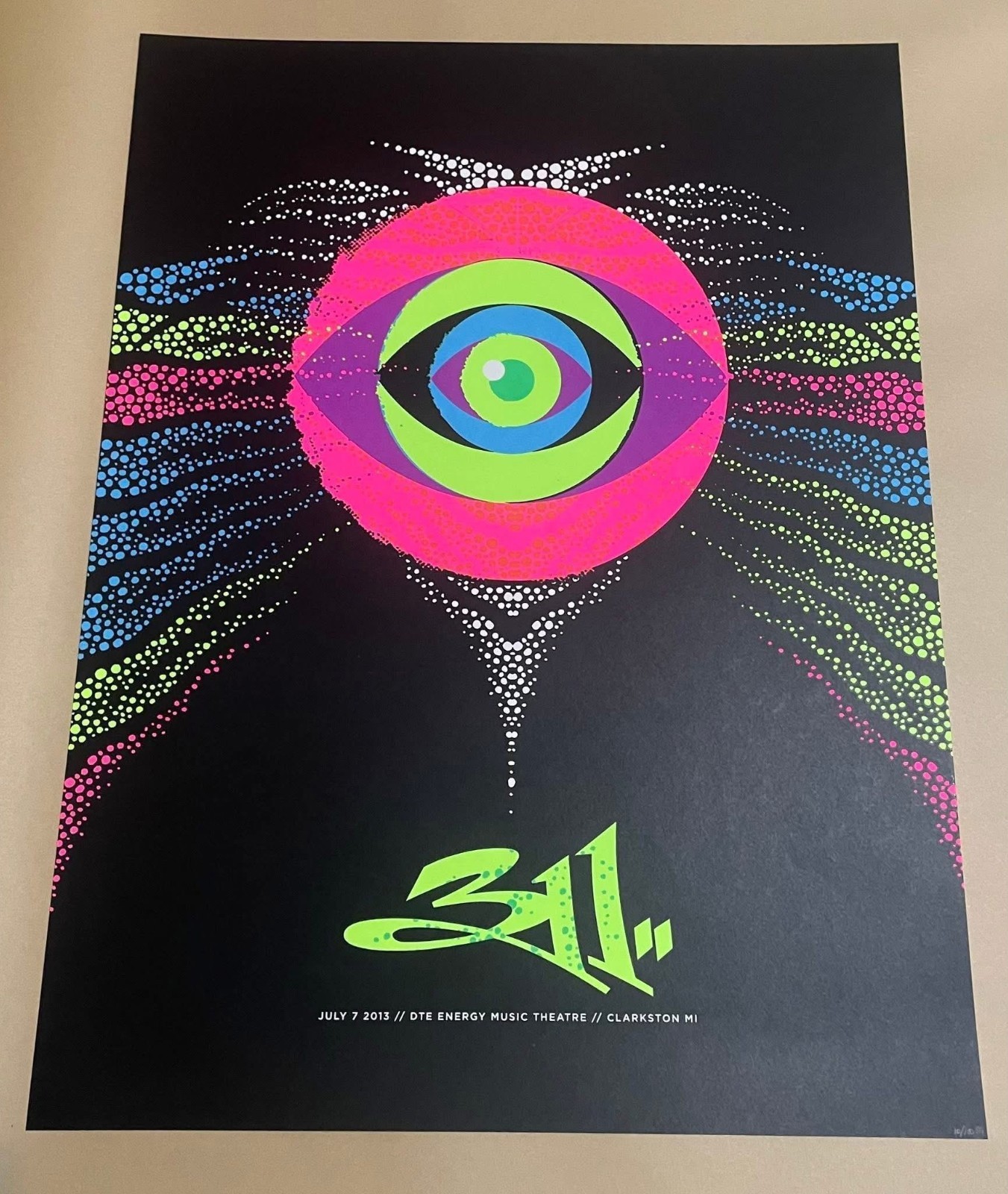 311 Poster – Silent Giants – Michigan – 2013 – Numbered Reg Blacklight reactive
