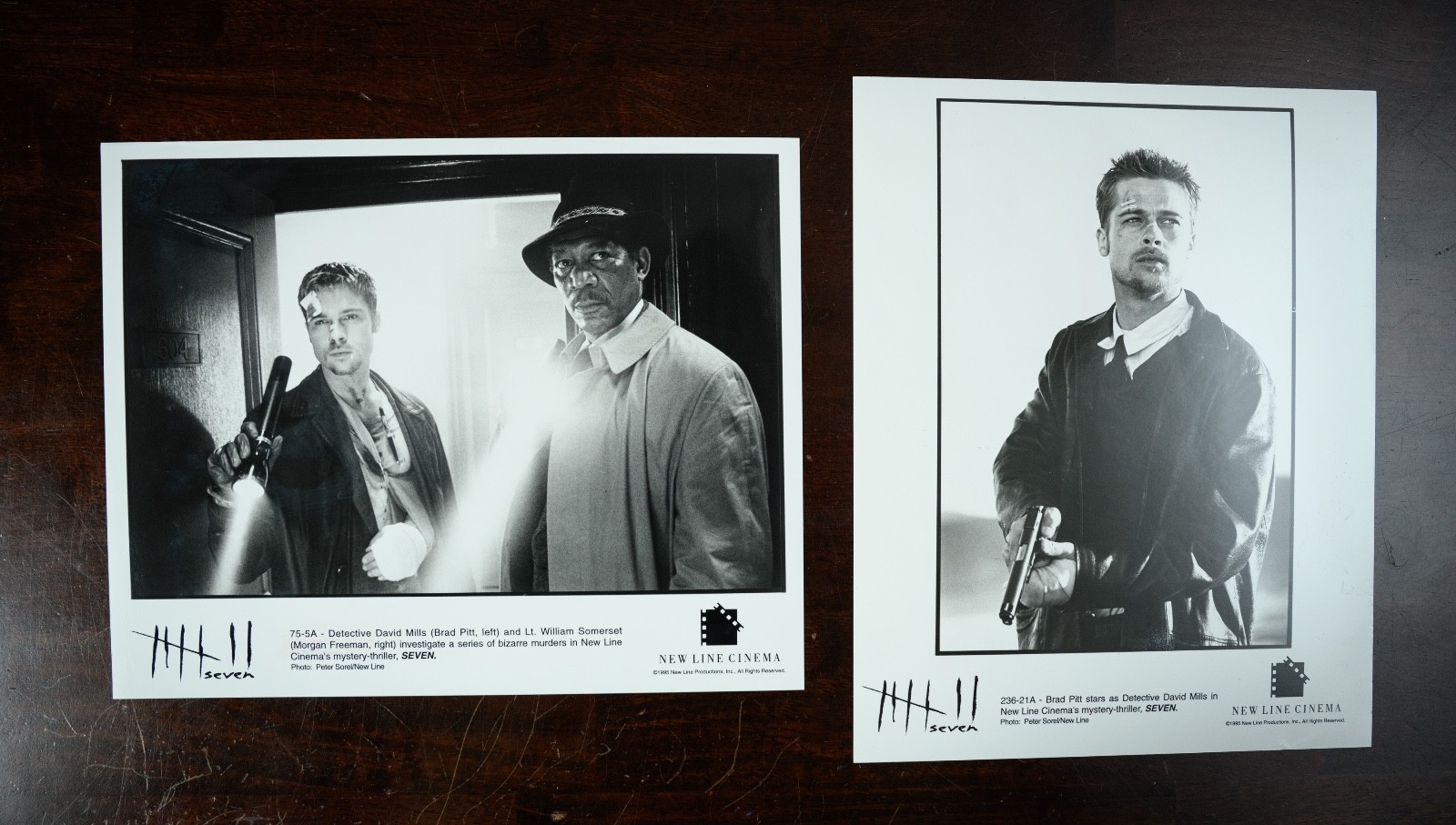 “Seven” (1995) movie press kit photos – Brad Pitt, Morgan Freeman
