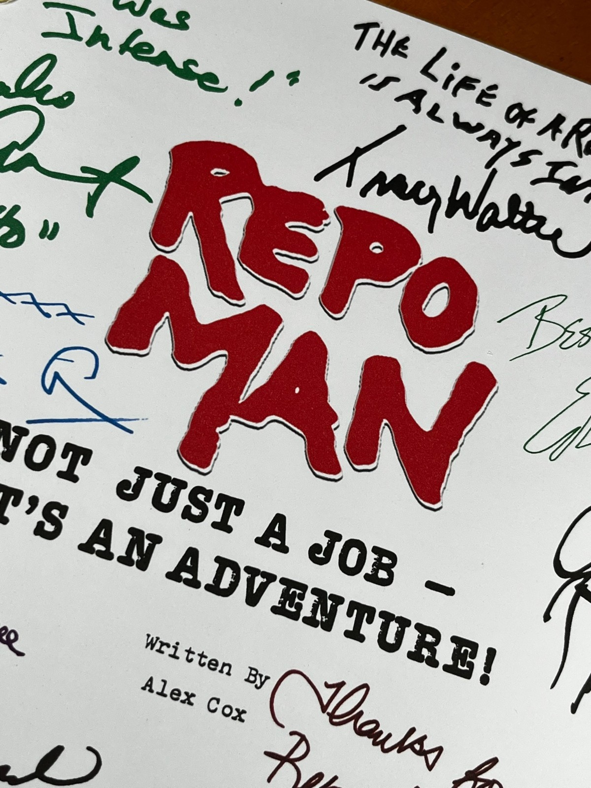 Repo Man Script Signed- Autograph Reprints- Emilio Estevez