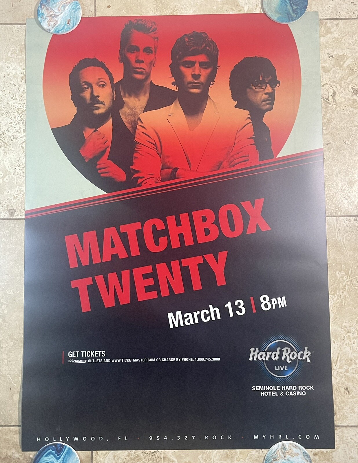2013 Matchbox Twenty 20 Hard Rock Casino Rob Thomas Event Poster Promo Sign