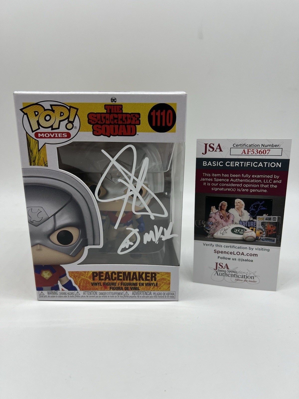 JOHN CENA HAND SIGNED AUTOGRAPH PEACEMAKER SUICIDE SQUAD FUNKO POP +JSA COA WWE