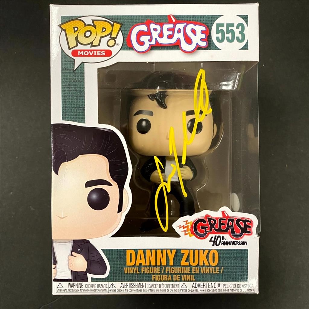 John Travolta signed Grease Danny Zuko Funko Pop! 553 autograph (B) ~ JSA