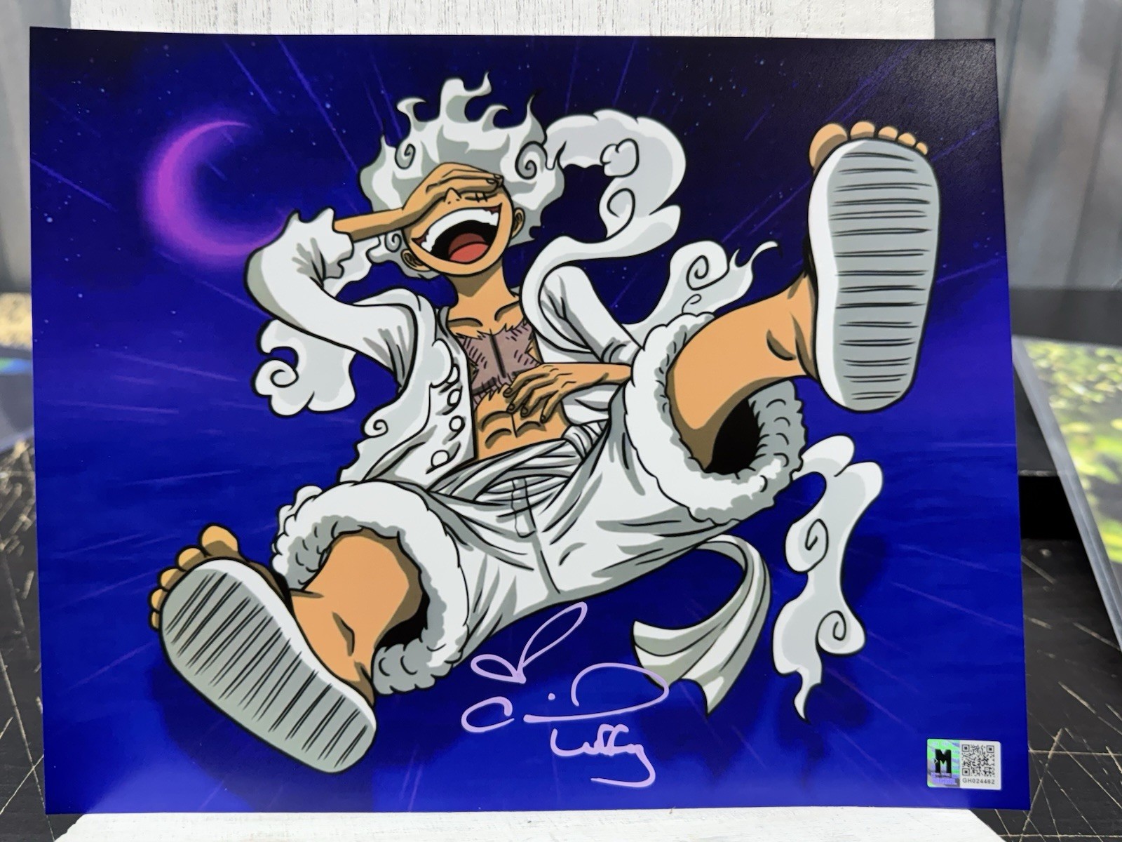 Signed 8×10 COLLEEN CLINKENBEARD Luffy Gear 5 Autograph MAS One Piece