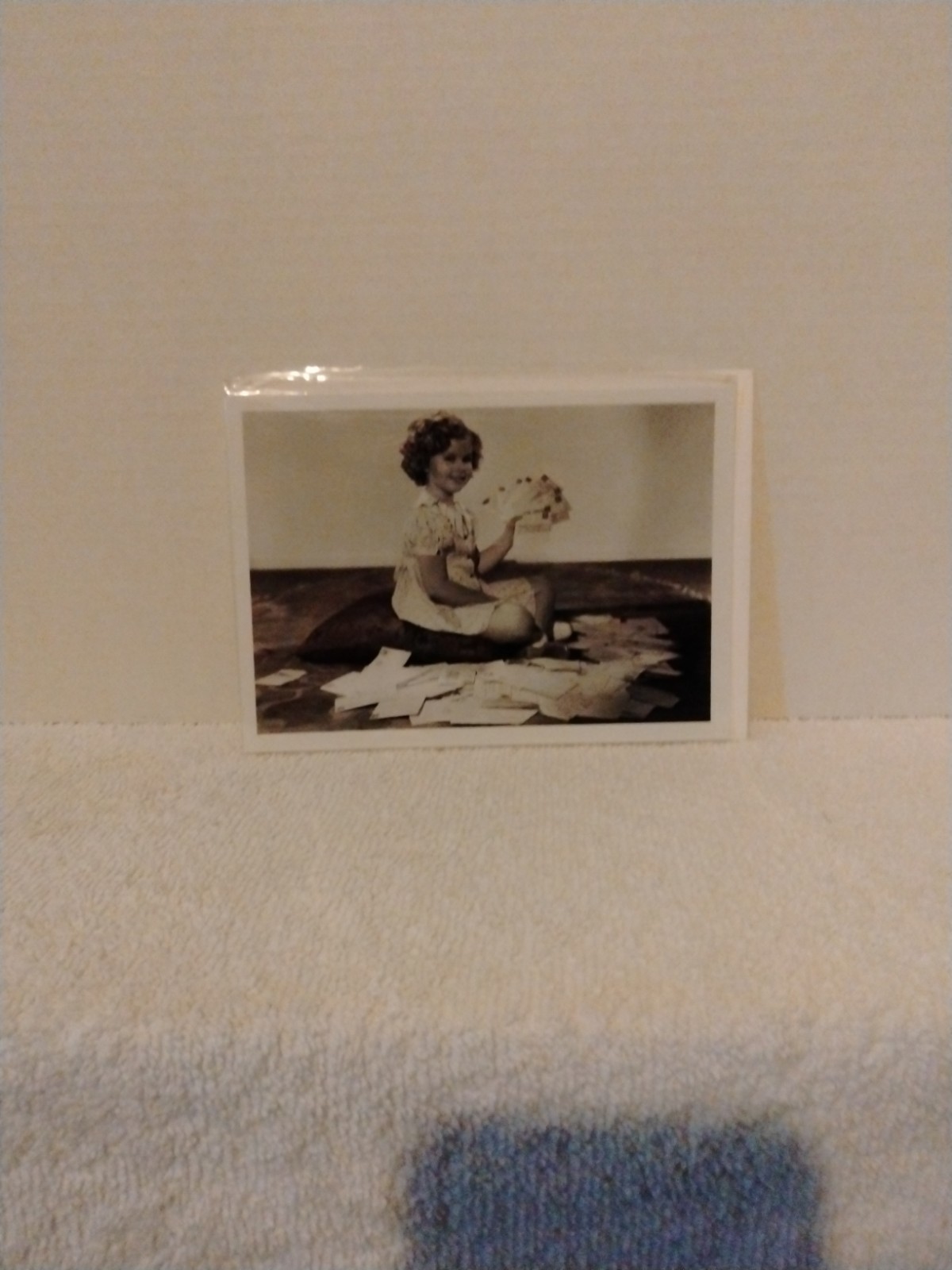 Shirley Temple Photo Celebrating Her 7th Birthday Holding Birthday Cards 5×7