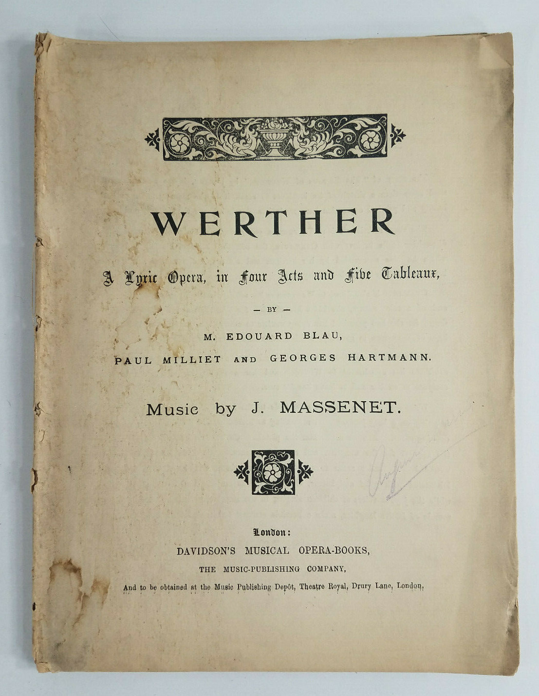 Werther opera Libretto program lyric booklet Davidson’s Musical Opera Books