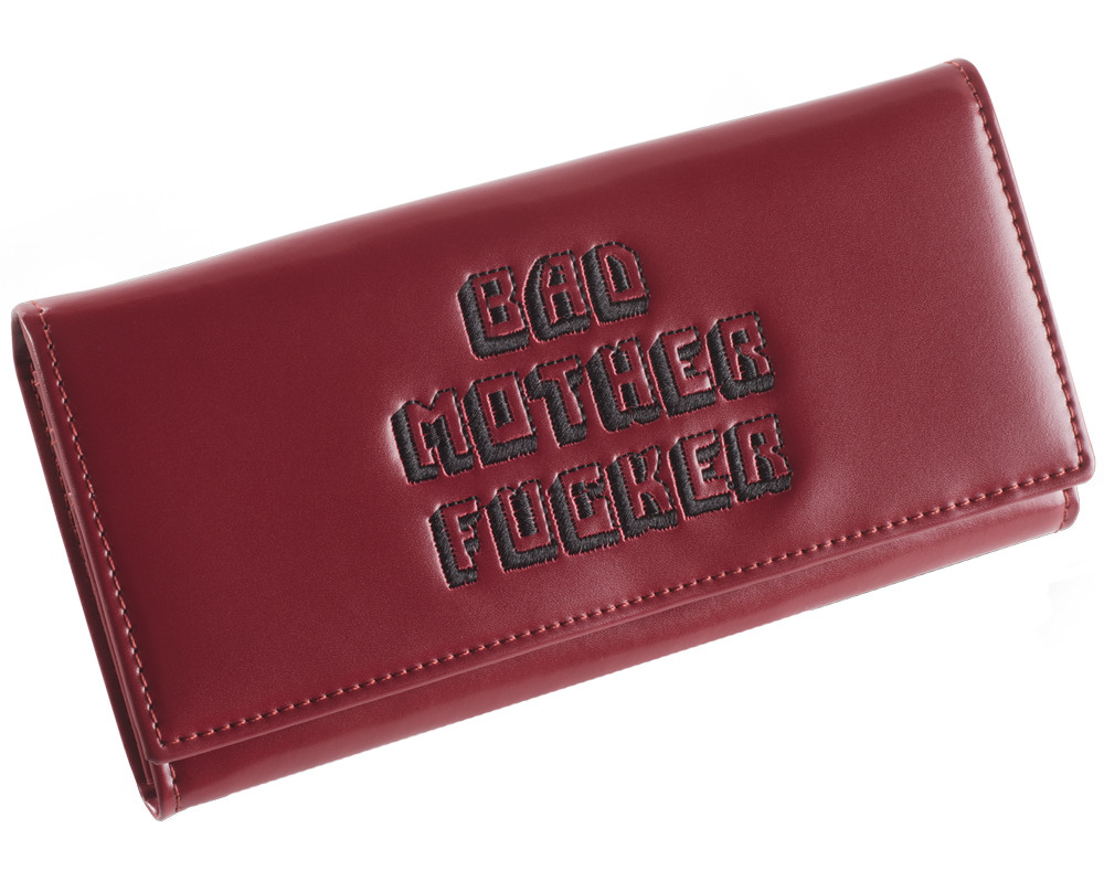Pink Clutch Embroidered Bad Mother Fu**er Leather Wallet As Seen in Pulp Fiction