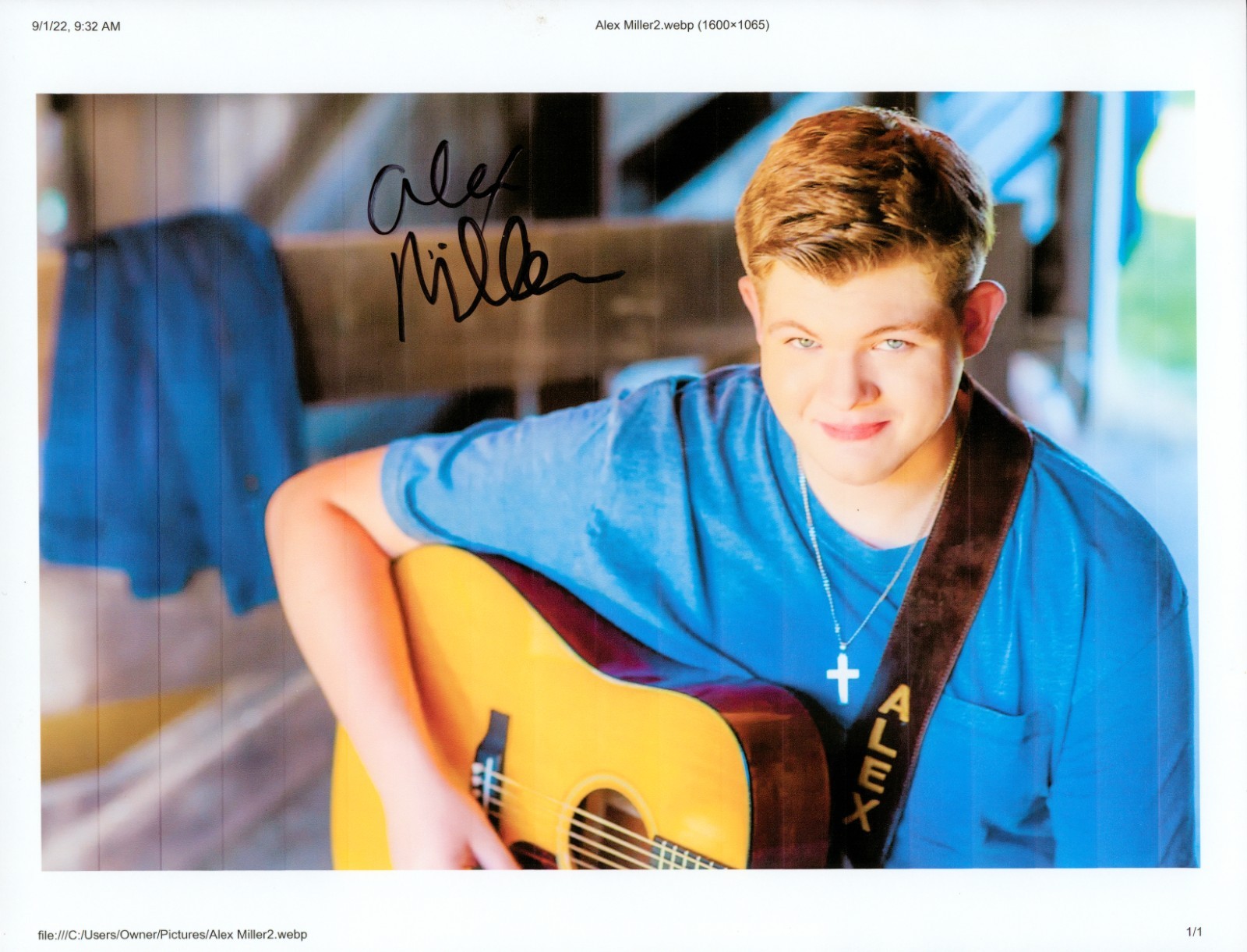 Alex Miller SIGNED 8.5×11 Photo