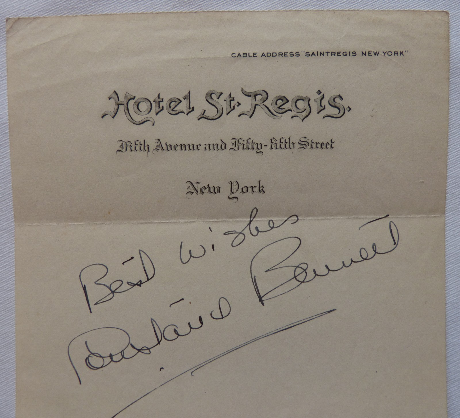 Constance Bennett autograph on St. Regis Hotel, NY stationery/D