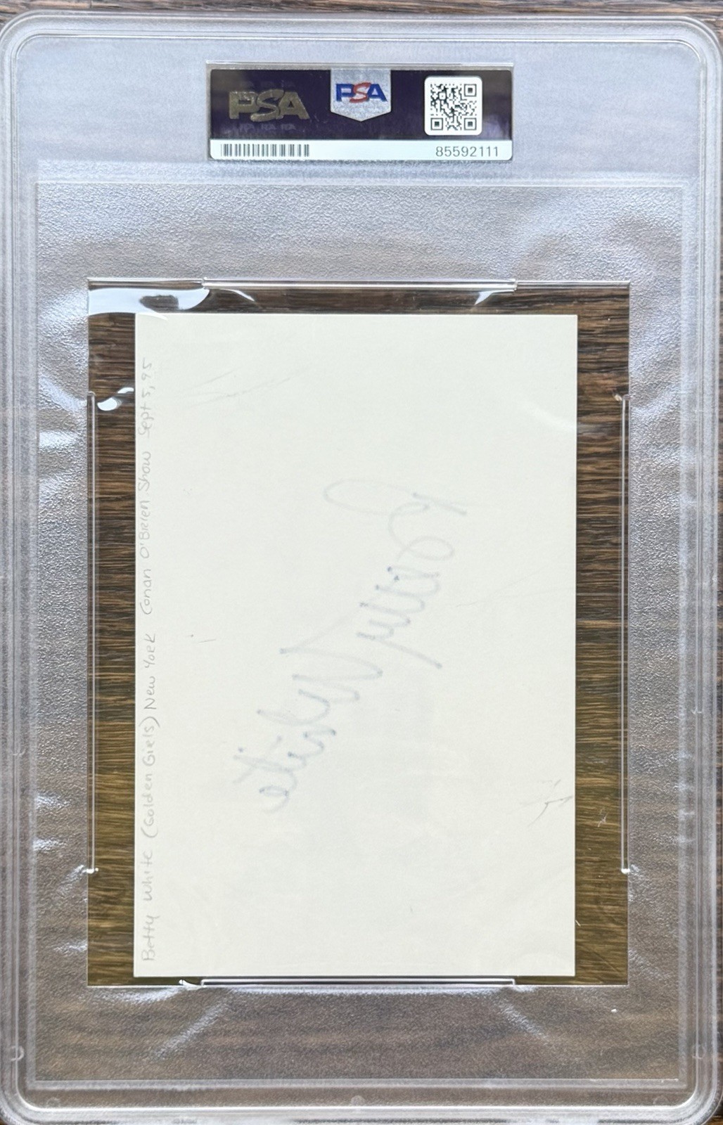 BETTY WHITE Signed Auto Autographed Index Card JSA Slabbed Encapsulated