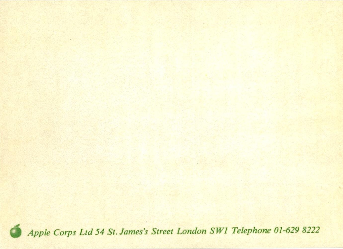 The Beatles Apple Corps Ltd 5.5″ x 4″ Unused Original Address Label
