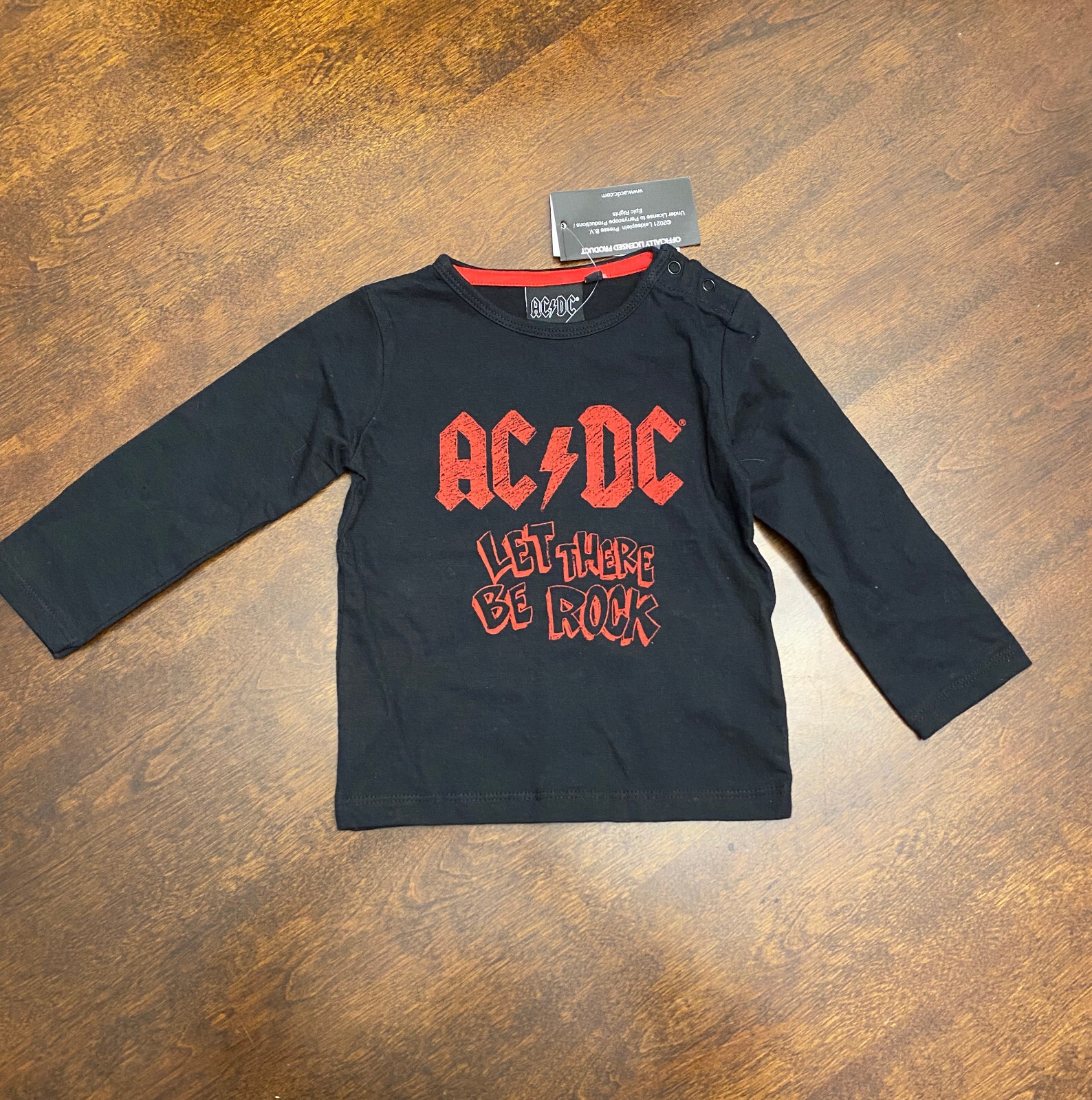 NWT AC/DC Let There Be Rock Black Baby Toddler Official T-Shirt 6 Months 6M (A)