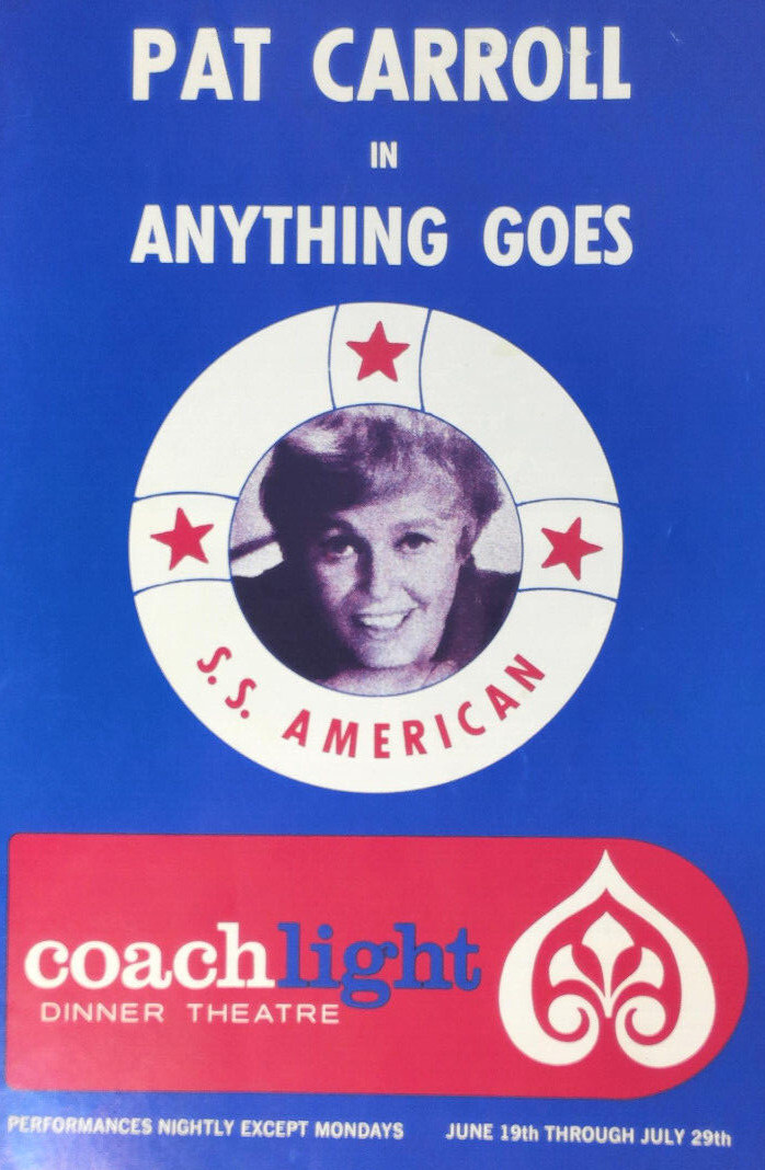 Pat Carroll in Anything Goes Coachlight Dinner Theatre 1973 Program Connecticut