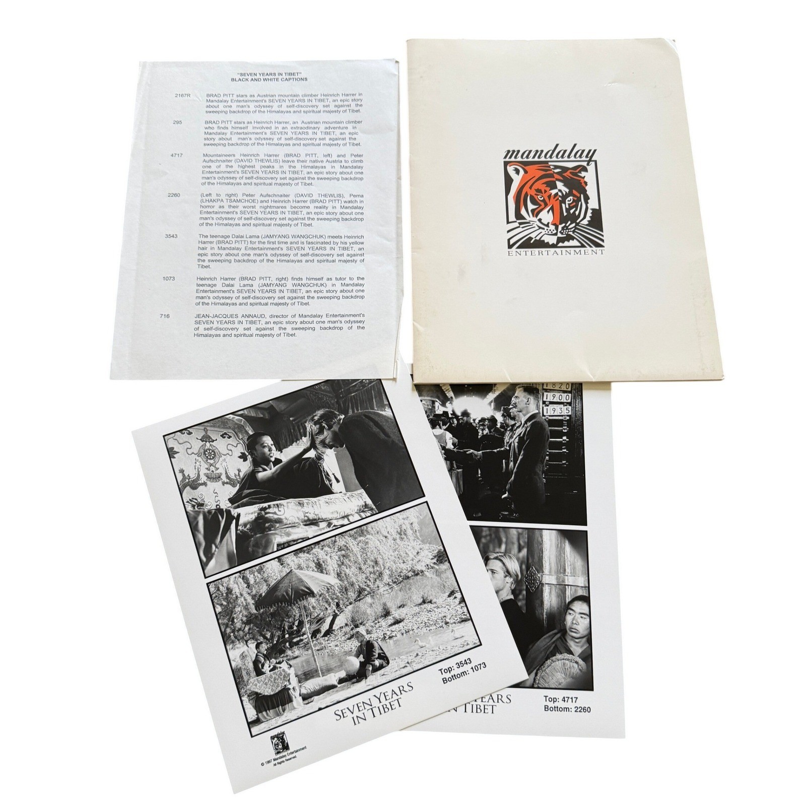 Seven Years in Tibet 1997 Movie Press Kit Mandalay Brad Pitt Photos