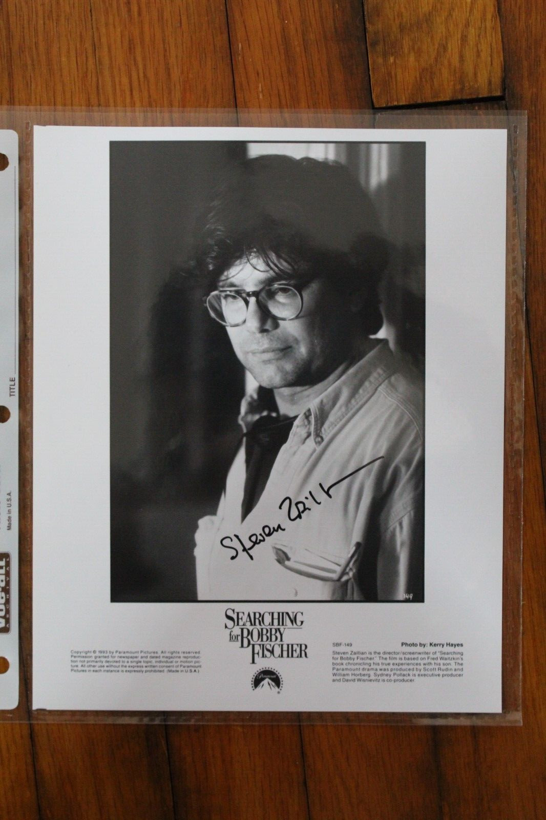 awesome Steven Zaillian, Gangs of New York, vintage signed photo, with COA