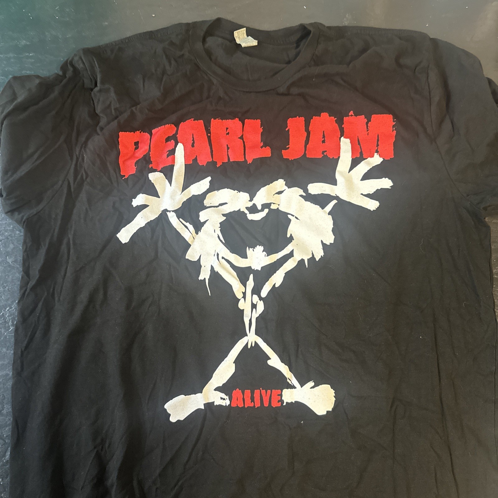 Pearl Jam Alive Tultex T-Shirt Black Size Medium 90s Rock Grunge Band Stickman
