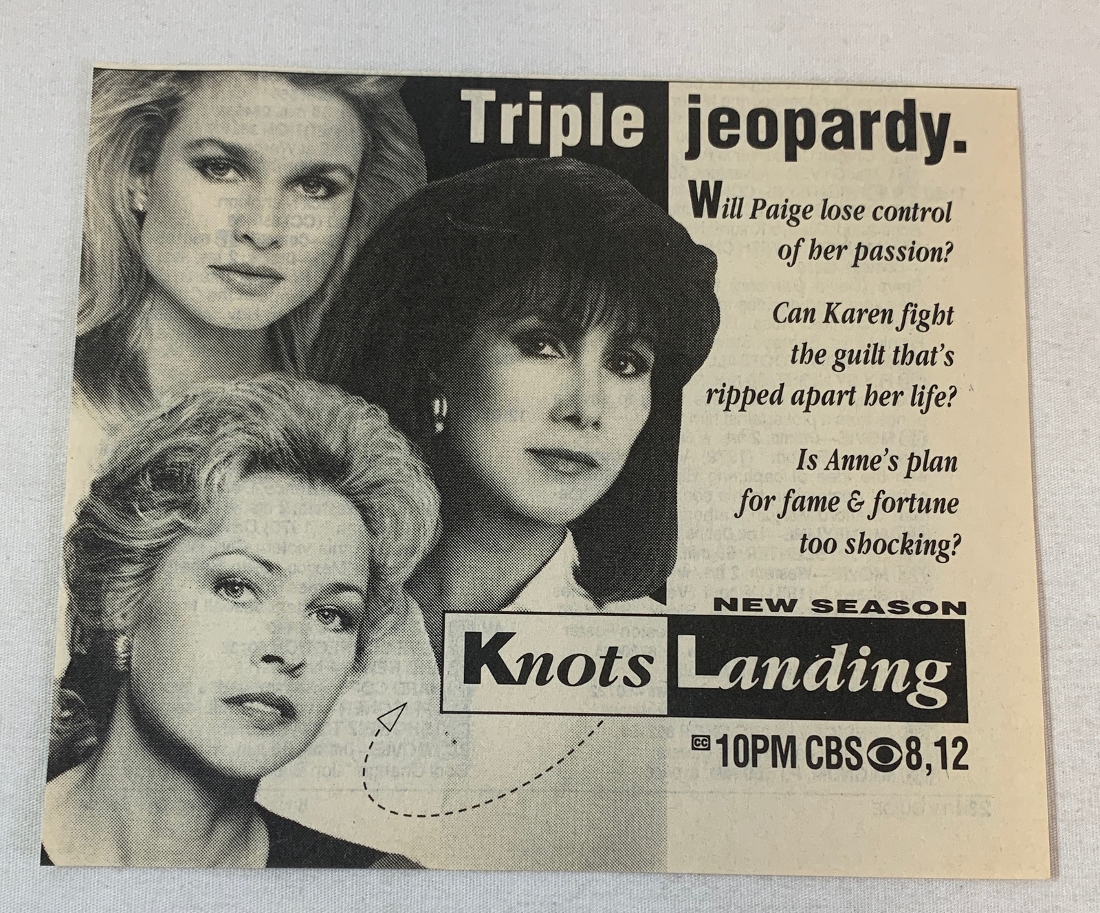 1991 CBS tv ad ~ KNOTS LANDING triple jeopardy