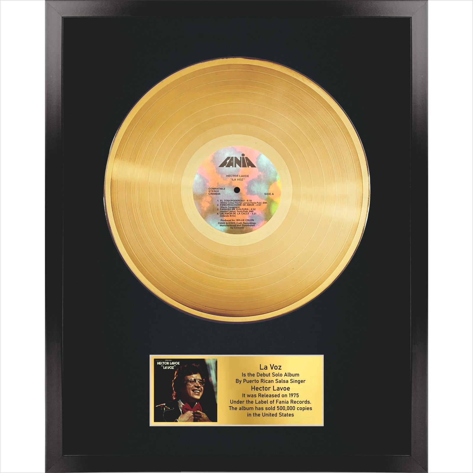 Hector Lavoe – La Voz / LP Gold 12 inches / Souvenir in black frame / Salsa