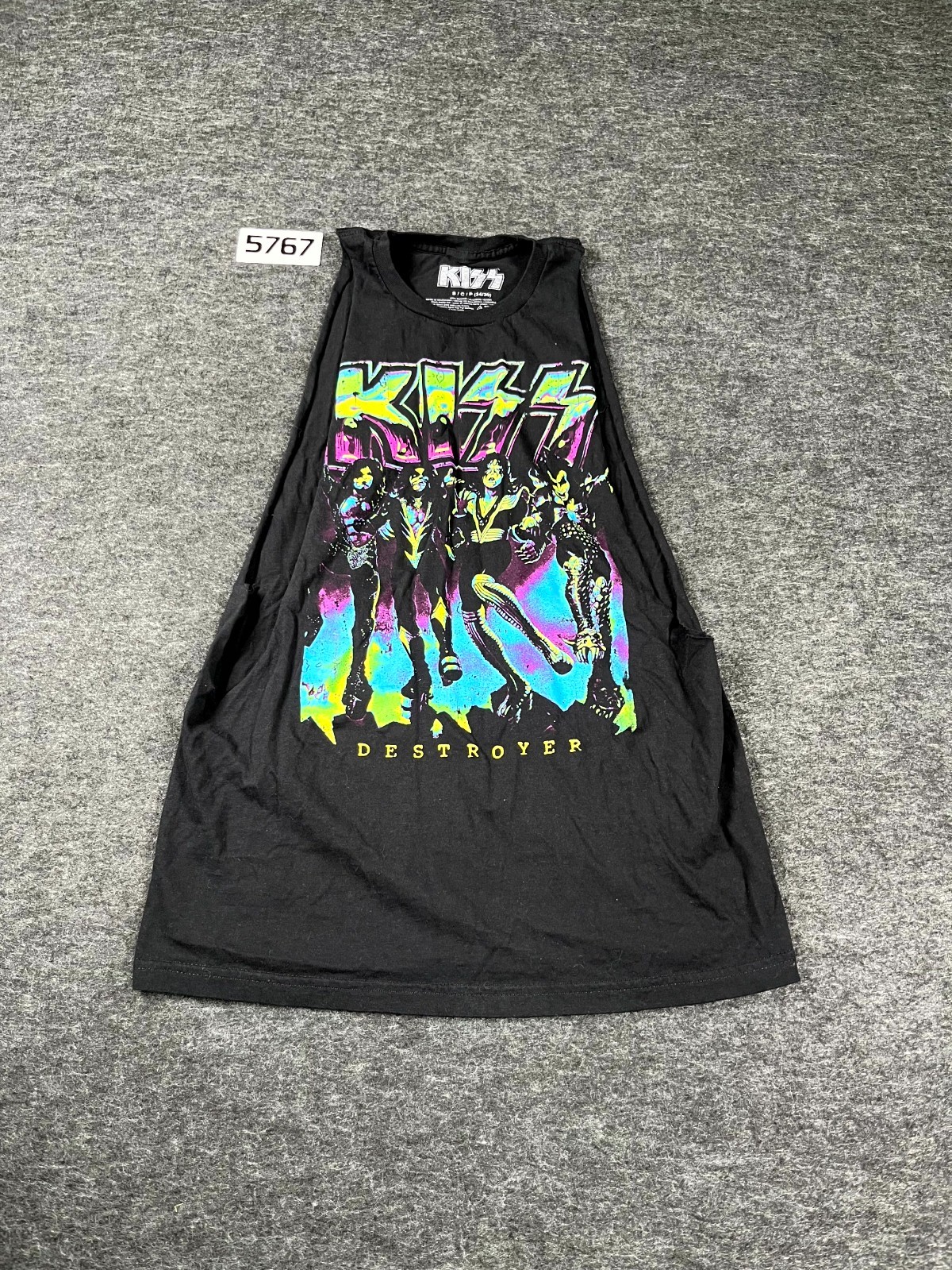 Kiss Tank Top Womens Small Black Kiss Destroyer Album Graphic Print Cotton