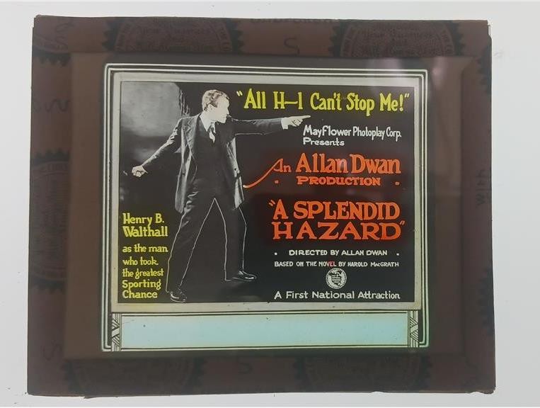 MAGIC LANTERN GLASS SLIDE 1920 SILENT MOVIE A SPLENDID HAZARD HAROLD MCGRATH