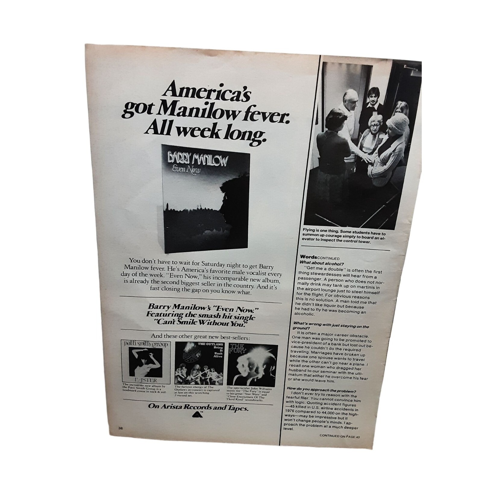 1978 Barry Manilow Even Now Original Print Ad Vintage