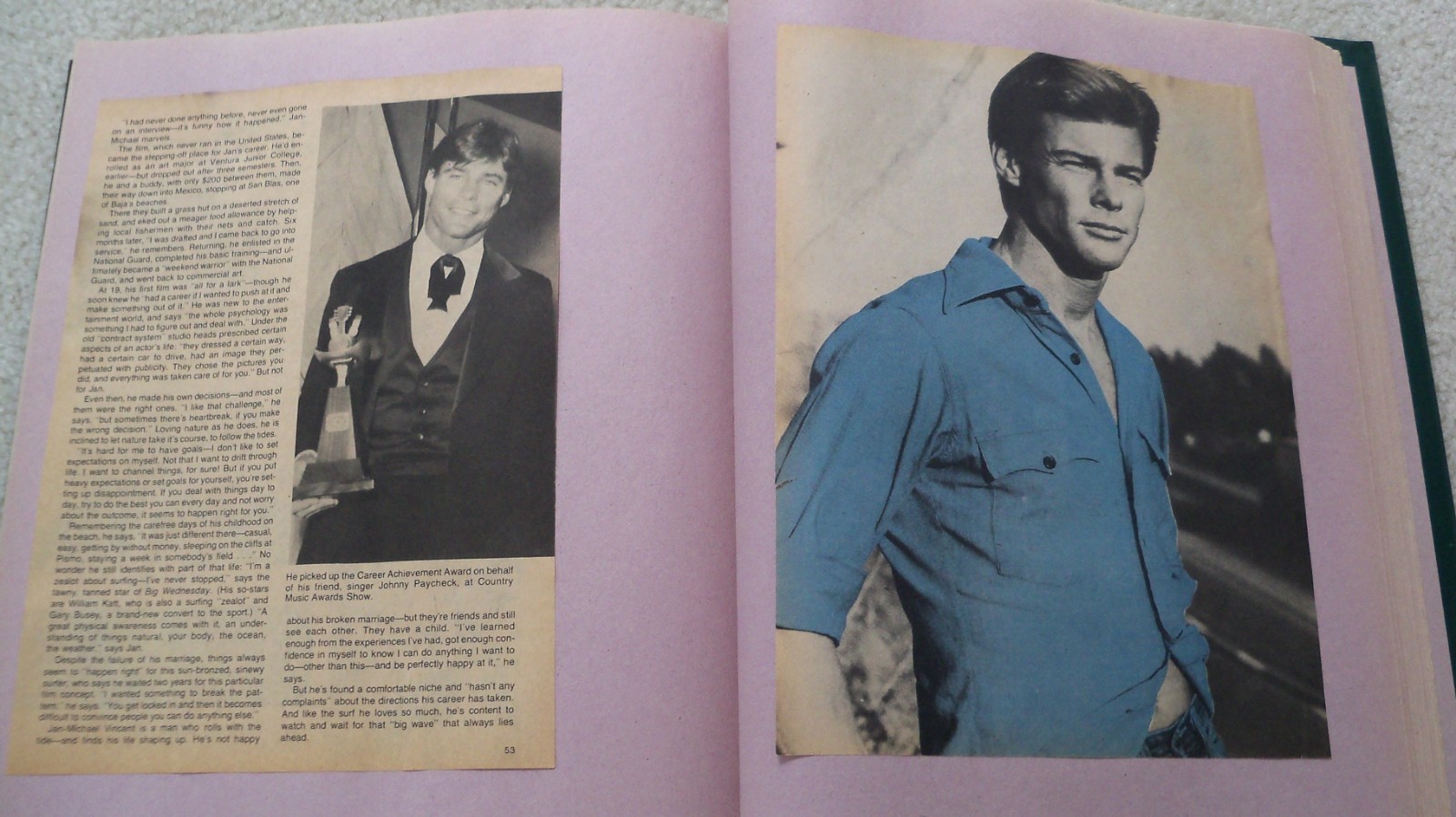 Jan Michael Vincent large scrapbook career in movies and TV Airwolf more