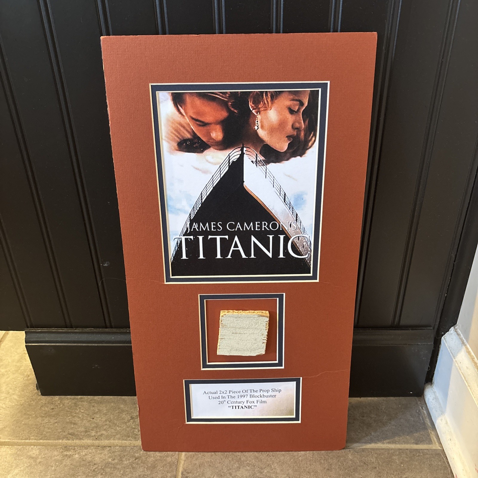 “Titanic” Custom Matted Movie Display with Actual Piece of Prop Ship – W/COA