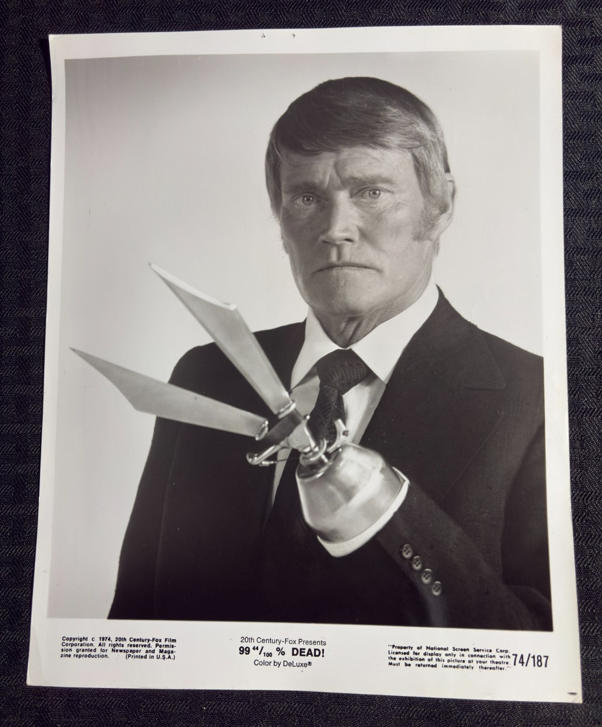 1974 99 and 44/100% Dead! 8×10″ Promo Photo FN+ 6.5 Chuck Connors