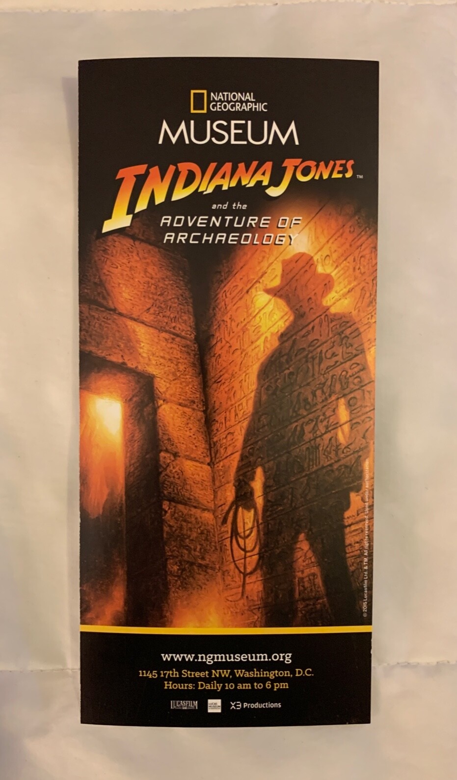 Indiana Jones and the Adventure of Archaeology Rack Card – National Geographic