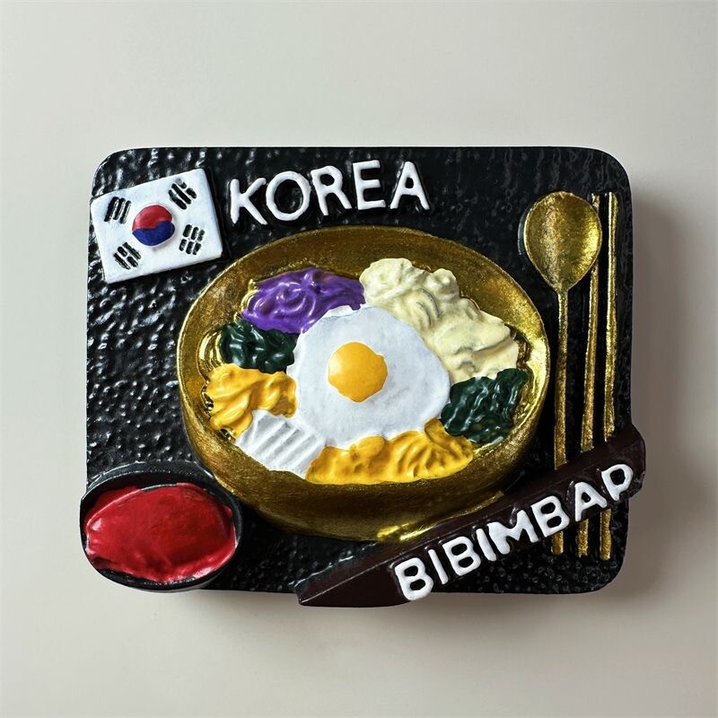 Bibimabap Korea South Tourist Travel Souvenir 3D Resin Fridge Magnet Gift Craft