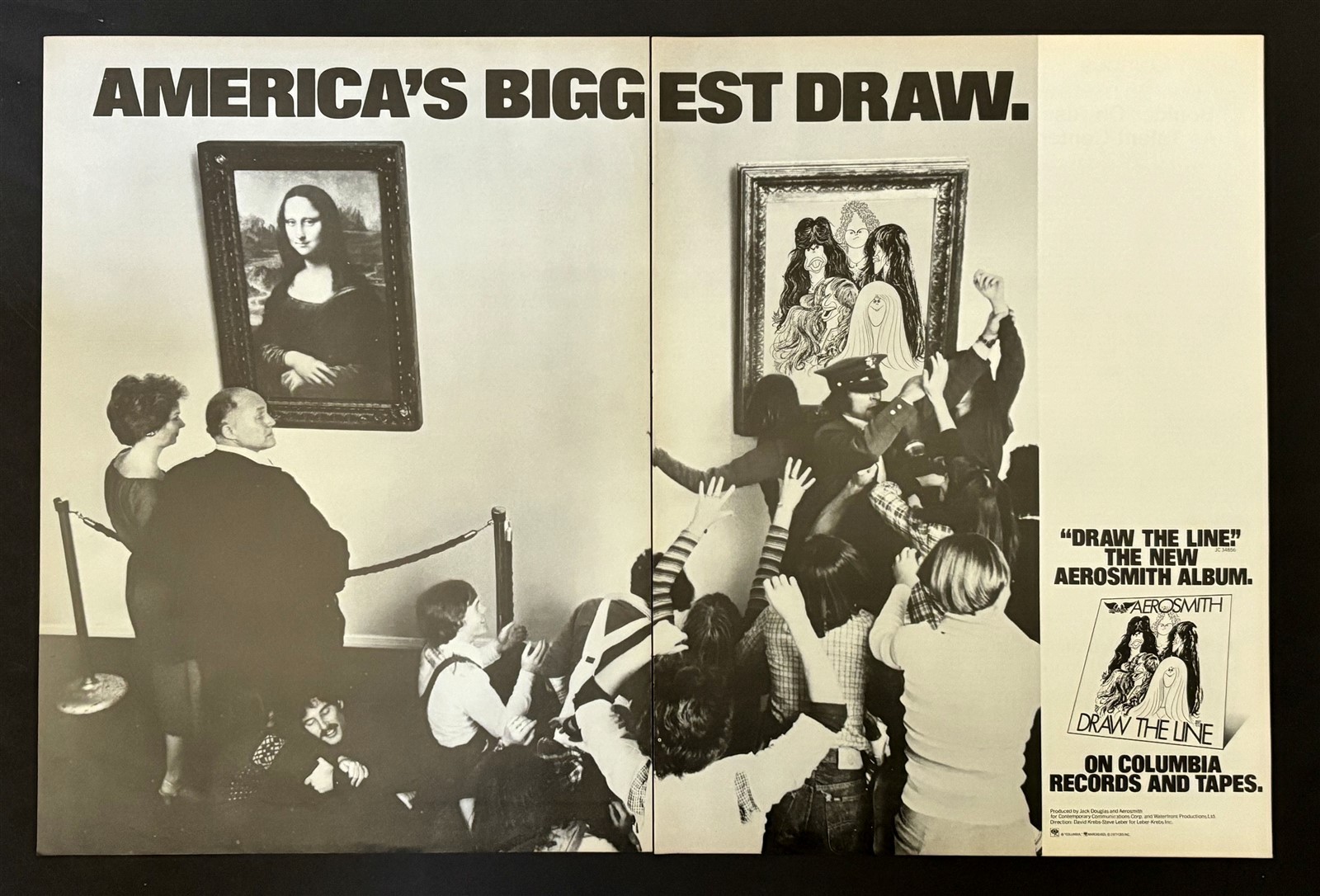 Aerosmith Draw The Line 1977 Two Page Short Print Poster Type Ad, Promo Advert