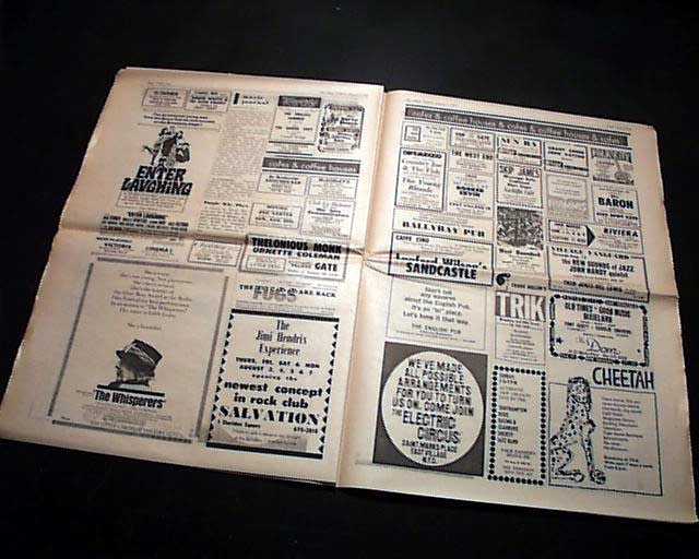 Early THE JIMI HENDRIX EXPERIENCE Electric Guitarist Greenwich Village 1967 AD