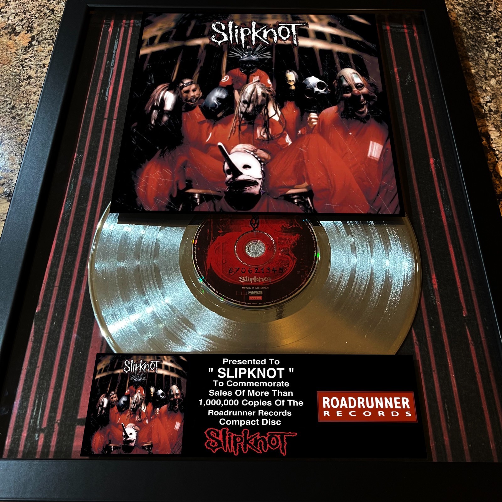 SLIPKNOT ( Self Titled Album ) Platinum Music Award Vinyl LP Record CD