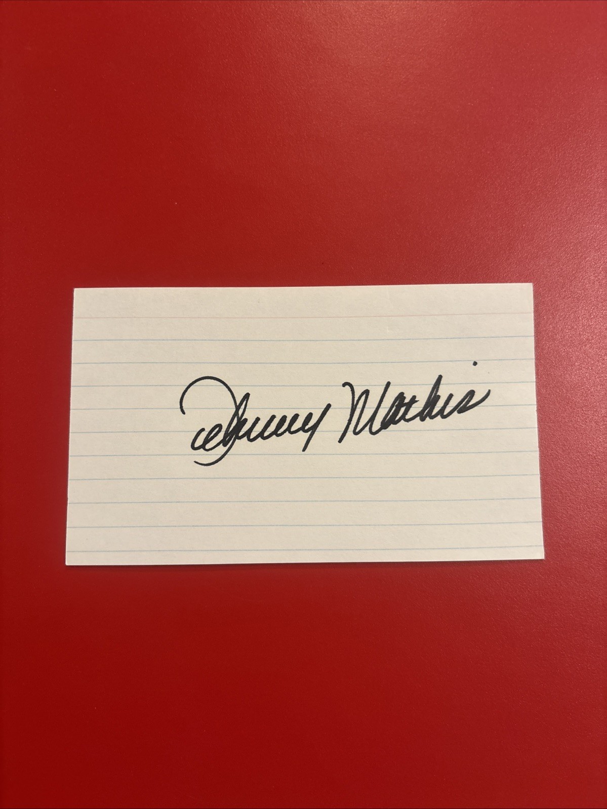 Johnny Mathis Signed Auto 3×5 Index Card Wonderful Wonderful