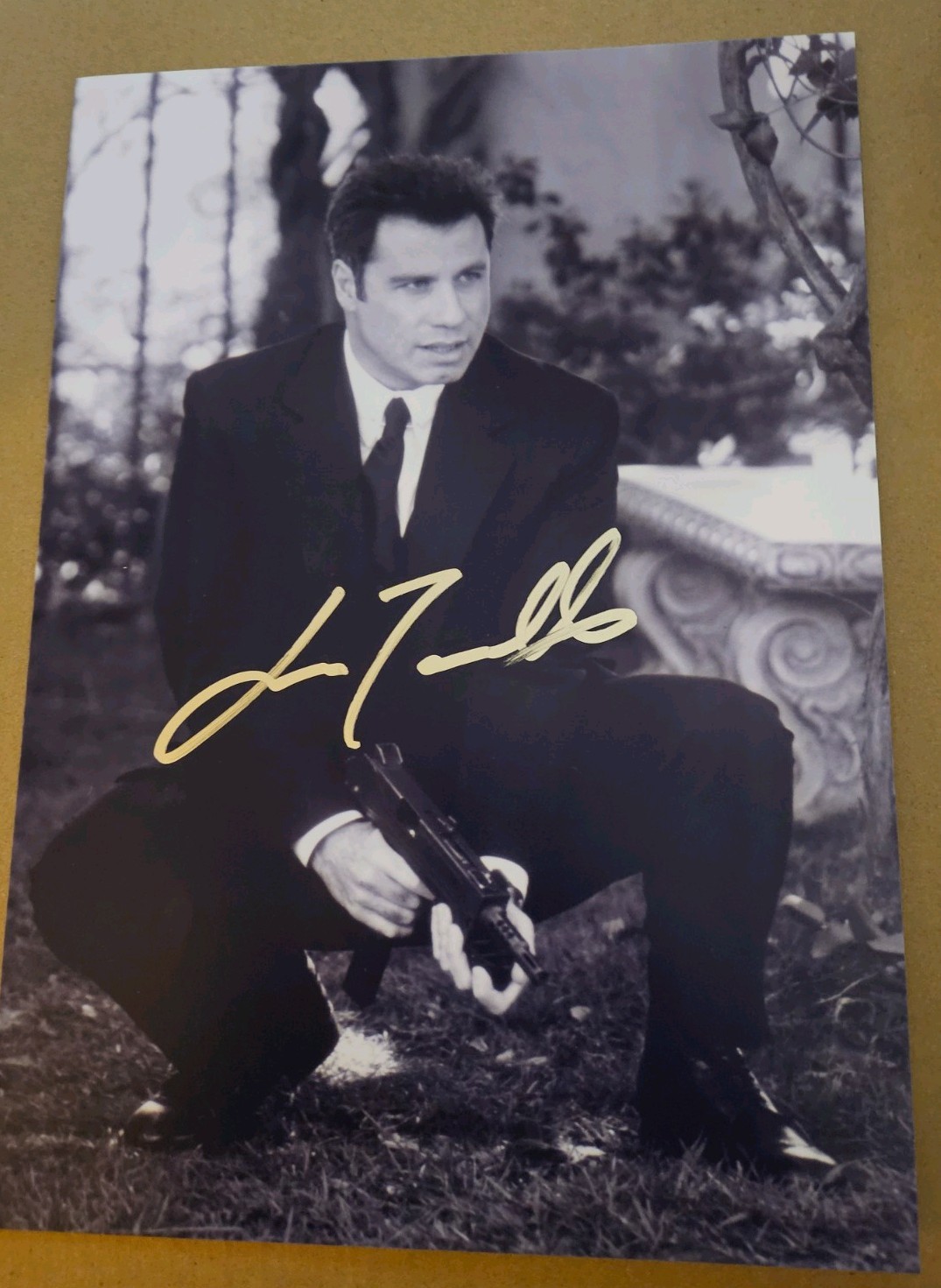 JOHN TRAVOLTA ORIGINAL AUTOGRAPH W/COA 8X12″ FACE/OFF B&W PHOTO, PERFECT