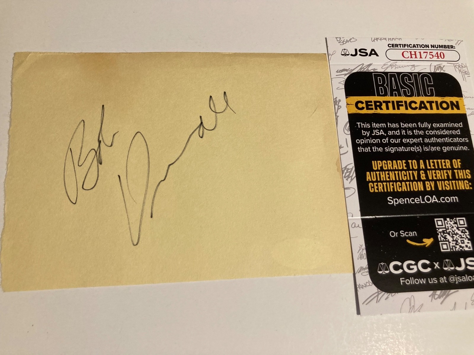 ROBERT DUVALL signed 4×5.5 paper “APOCALYPSE NOW”,”THE GODFATHER” JSA#CH17540