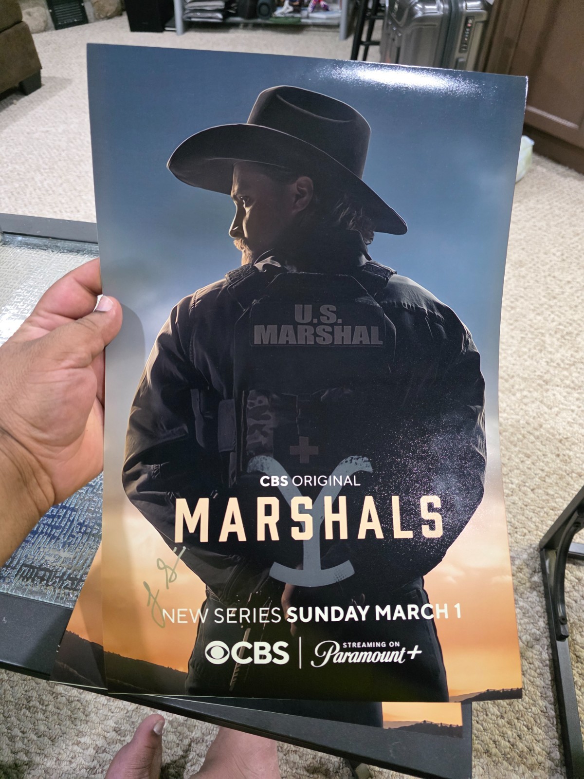 Luke Grimes signed “MARSHALS” 12×1 Photo a YELLOWSTONE Hot SEXY Kayce Dutton COA