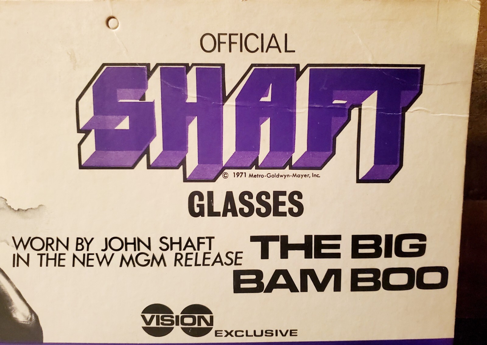 1971 “SHAFT” Richard Roundtree OFFICIAL “BIG BAMBOO” SUNGLASSES STORE DISPLAY