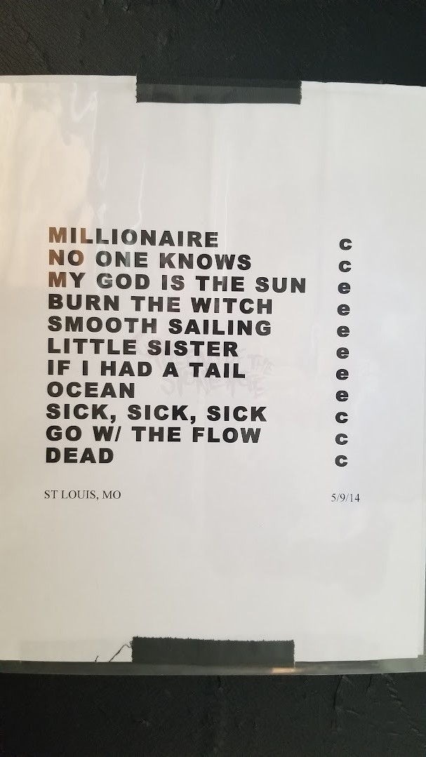 QUEENS OF THE STONE AGE – ORIGINAL NOT A COPY ST LOUIS 2014 CONCERT USED SETLIST